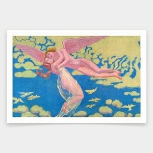 Maurice Denis,Panel 7. Cupid is taking Psyche to heavens 1909,art prints,Vintage art,canvas wall art,famous art prints,q2013