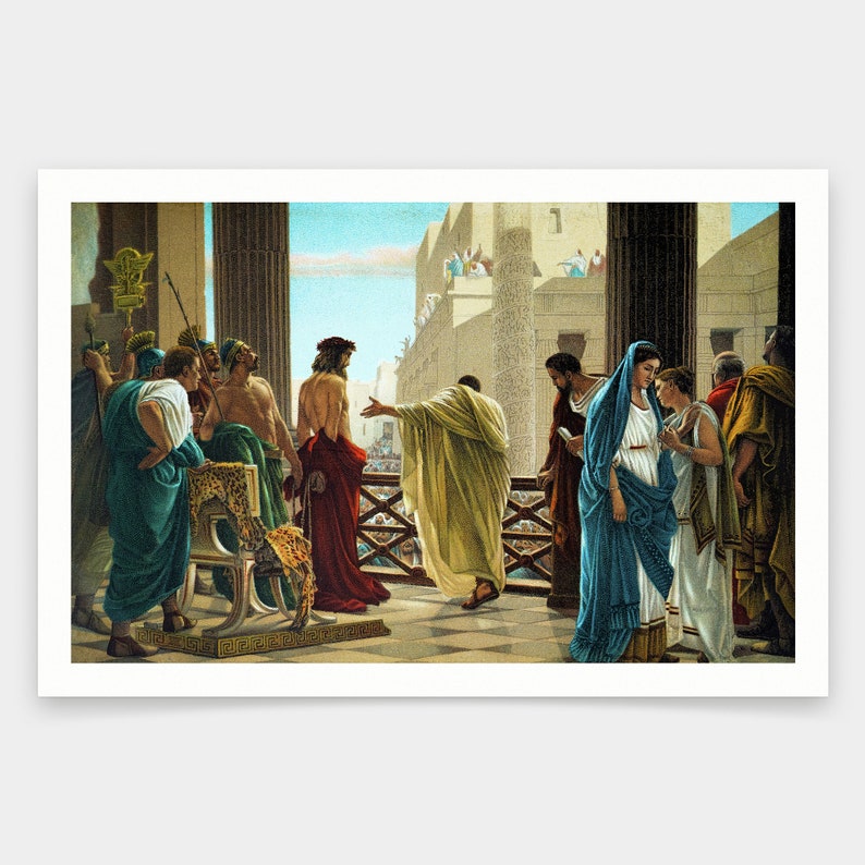 Antonio Ciseri,Ecce Homo, Behold the Man,art prints,Vintage art,canvas wall art,famous art prints,V991 imagem 1