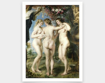 Peter Paul Rubens, De tre gracerna, 1635, konsttryck, Vintagekonst, canvastavlor, kända konsttryck, V6573