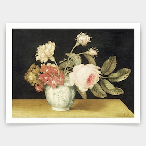 Alexander Marshal,Flowers in a Delft Jar ,art prints,Vintage art,canvas wall art,famous art prints,V3027