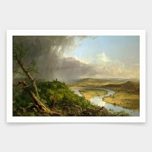 Thomas Cole,The Oxbow, View from Mount Holyoke,Northampton, Massachusetts, After A Thunderstorm,art prints,Vintage art,canvas wall art,V2042