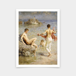 Henry Scott Tuke,Gleaming Waters,art prints,Vintage art,canvas wall art,famous art prints,V6006