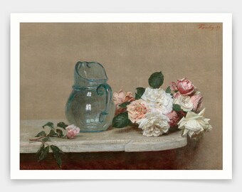 Henri Fantin Latour,the Roses,art Prints,vintage Art,canvas Wall