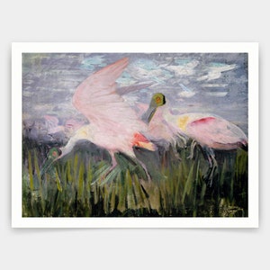 Abbott Handerson Thayer,Roseate Spoonbills,art prints,Vintage art,canvas wall art,famous art prints,V2959