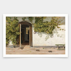 Martinus Rorbye,Entrance to an Inn in the Praestegarden at Hillested,art prints,Vintage art,canvas wall art,famous art prints,V1866