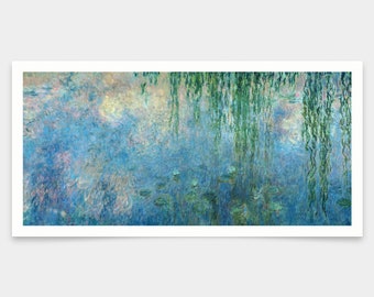 Claude Monet,Waterlilies Morning with Weeping Willows,art prints,Vintage art,canvas wall art,famous art prints,V7805