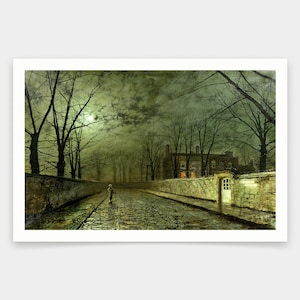 John Atkinson Grimshaw, Silver Moonlight, art prints, Vintage kunst, canvas kunst aan de muur, beroemde kunst prints, V1721