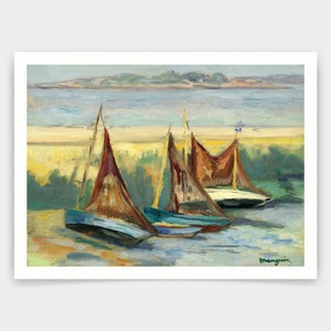 Henri Manguin,Sailboats at low tide,art prints,Vintage art,canvas wall art,famous art prints,V4110