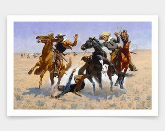Frederic Remington, Ayudando a un camarada, impresiones de arte, arte vintage, arte de pared de lienzo, grabados de arte famosos, q1704