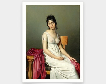 Jacques-Louis David,Portrait of a Young Woman in White, 1798,art prints,Vintage art,canvas wall art,famous art prints,V6064