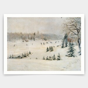 Giuseppe De Nittis,Skating,Winter snow scenery,art prints,Vintage art,canvas wall art,famous art prints,V3950