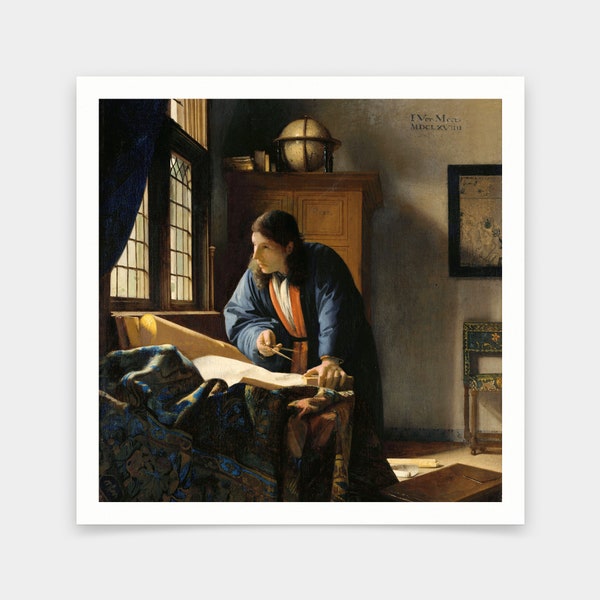 Johannes Vermeer,der Geograf,Kunstdrucke,Vintage Kunst,Leinwand Wandkunst,berühmte Kunstdrucke,V7170