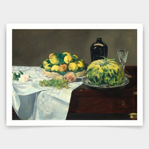 Edouard Manet,Still Life with Melon and Peaches,art prints,Vintage art,canvas wall art,famous art prints,q961