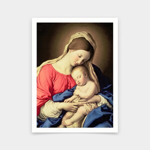 Il Sassoferrato,Madonna and Child,art prints,Vintage art,canvas wall art,famous art prints,V6037