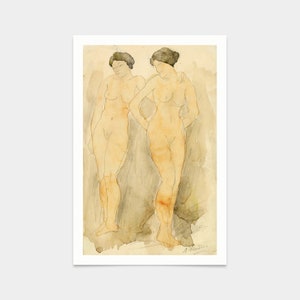 Auguste Rodin, Rysunek Deux Figures Debout, wydruki artystyczne, sztuka vintage, sztuka ścienna na płótnie, słynne wydruki artystyczne, V2271