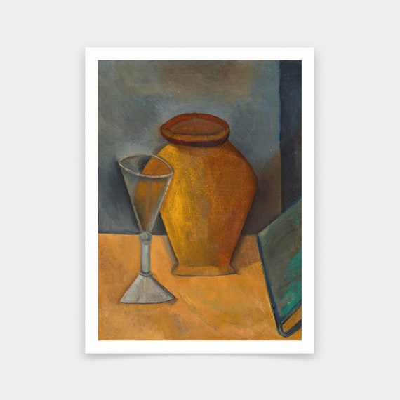 Pablo　Picasso、ワイングラス、希少な額装用画集より、新品高級額装付 Pablo Picasso,pot, Glass and Book,art Prints,vintage Art