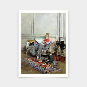 Giovanni Boldini,Young Woman Crocheting, 1875,art prints,Vintage art,canvas wall art,famous art prints,V5861