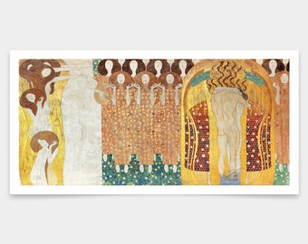 Gustav Klimt,Beethoven Frieze,Paradise Choir and The Embracement,art prints,Vintage art,canvas wall art,famous art prints,V7829