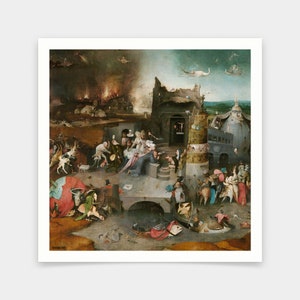 Hieronymus Bosch,La tentación de San Antonio 02,impresiones de arte,Arte vintage,Arte mural de lienzo,grabados de arte famosos,V7138