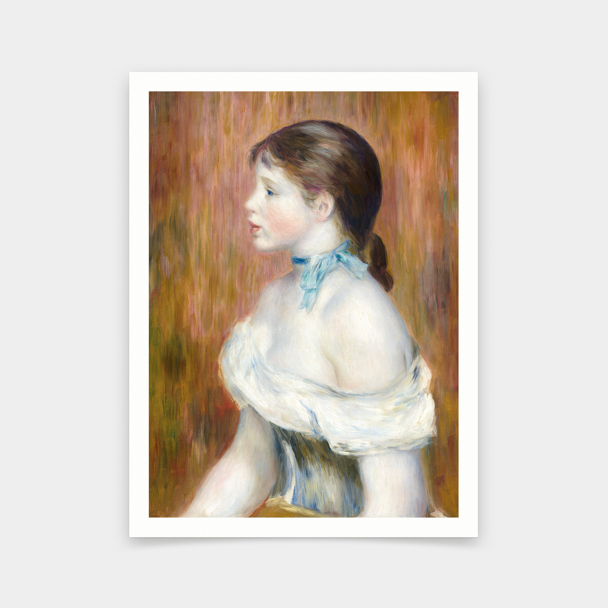 renoir lady in blue dress Pierre-Auguste Renoir,Girl with a Ribbon,art prints,Vintage art,canvas wall art,famous art prints,q627 SY8793