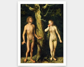 Lucas Cranach the Elder,Adam and Eve, 1510,art prints,Vintage art,canvas wall art,famous art prints,V6345