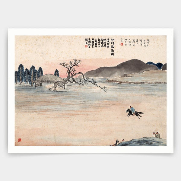 Qi Baishi, équitation d’entraînement, peinture chinoise, impressions d’art, art vintage, art mural sur toile, impressions d’art célèbres, V4913