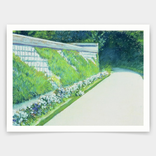 Gustave Caillebotte,Le Mur du Jardin Potager, Yerres, 1877  Paste,art prints,Vintage art,canvas wall art,famous art prints,lV3976