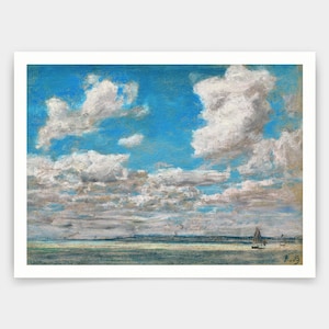 Eugene Boudin,Seascape with Open Sky,art prints,Vintage art,canvas wall art,famous art prints,V3671