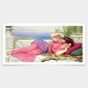 John William Godward,Noon Day Rest,art prints,Vintage art,canvas wall art,famous art prints,V7848