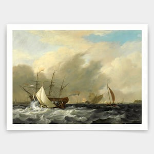 Nicolaas Baur,The Navy&#39;s Man-of-War Amsterdam, 1807,art prints,Vintage art,canvas wall art,famous art prints,V4666