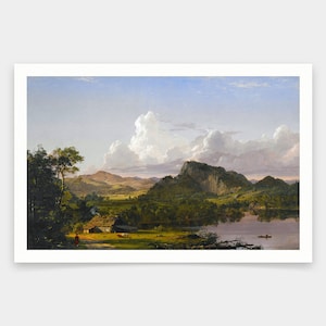 Igreja Frederic Edwin, casa à beira do lago, impressões de arte, arte vintage, arte de parede em tela, impressões de arte famosas, q1701