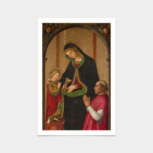 Pinturicchio,Madonna and Child with a Bishop,art prints,Vintage art,canvas wall art,famous art prints,V2853