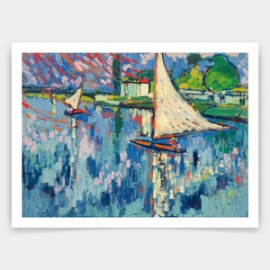 Maurice de Vlaminck, Zeilboten in Chatou 1905, kunstafdrukken, Vintage kunst, canvas muurkunst, beroemde kunstafdrukken, V4614