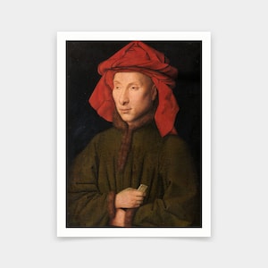 Jan van Eyck,Portrait of a Man with a Red Chaperon,art prints,Vintage art,canvas wall art,famous art prints,V6103
