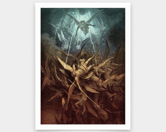 Gustave Dore,Paradise Lost,  Fall of the rebel angels,art prints,Vintage art,canvas wall art,famous art prints,V5916