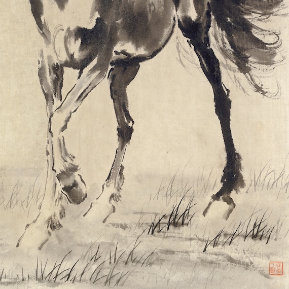 Xu Beihong、中国の水墨画の馬、馬の芸術、日本の版画、アートプリント