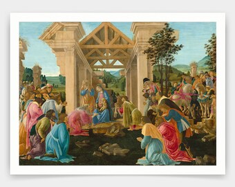 サンドロ・ボッティチェリ、東方三博士の礼拝、アートプリント、ヴィンテージアート、キャンバスウォールアート、有名なアートプリント、V4978