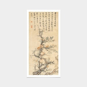Tang Yin, granaatappelboom, Chinese kunst prints, Japanse print, kunst prints, Vintage kunst, canvas kunst aan de muur, beroemde kunst prints, verticale smalle, V7554