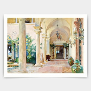 John Singer Sargent,The Loggia, Vizcaya,art prints,Vintage art,canvas wall art,famous art prints,V4446