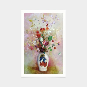 Odilon Redon,Bouquet of Flowers in a Japanese Vase,art prints,Vintage art,canvas wall art,famous art prints,V2789