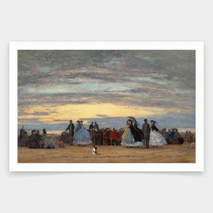 Eugene Boudin, Het strand van Villerville, kunst prints, Vintage kunst, canvas kunst aan de muur, beroemde kunst prints, V1291