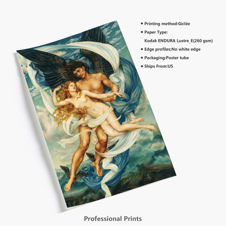 Evelyn De Morgan,Boreas and Oreithyia,Framed Prints,wall art prints,Hanging Canvas print,large wall art oversized,2209