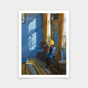 Anna Ancher,Sunlight in the blue room,art prints,Vintage art,canvas wall art,famous art prints,V5325