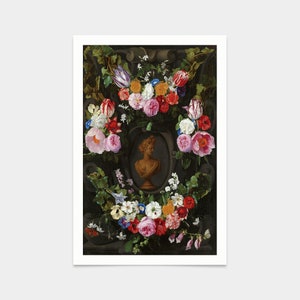 Jan Philip Van Thielen,festoon of Flowers Surrounding a Bust of