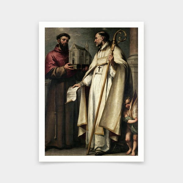 Bartolome Esteban Murillo,Saint Leander and Saint Bonaventure,1666,Kunstdrucke,Vintage Kunst,Leinwand Wandkunst,berühmte Kunstdrucke,V5391