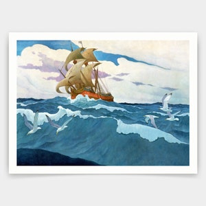 Newell Convers Wyeth,The Coming of the Mayflower ,art prints,Vintage art,canvas wall art,famous art prints,V4661
