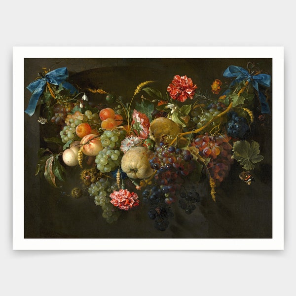 Jan Davidsz de Heem,Guirlande de fruits et de fleurs,tirages d’art,art vintage,art mural sur toile,tirages d’art célèbres,V4248