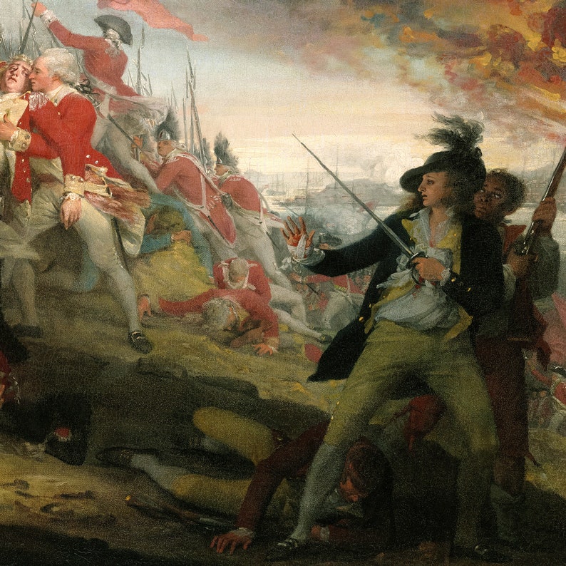 John Trumbull,The Battle of Bunker's Hill, June 17, 1775,art prints,Vintage art,canvas wall art,famous art prints,V1762 image 2