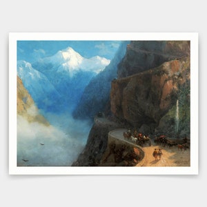 Ivan Konstantinovich Aivazovsky, Mleta, Gudauri, Georgia, 1868, grabados de arte, arte vintage, arte de pared de lienzo, grabados de arte famosos, V4179