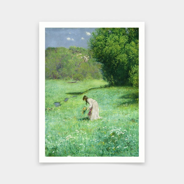 Hans Thoma,Woodland Meadow,art prints,Vintage art,canvas wall art,famous art prints,V5935